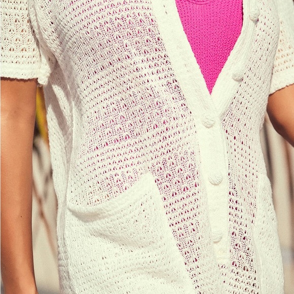 Headed for the Hamptons Ivory Crochet Swim Cover-Up Romper Small - Picture 4 of 4